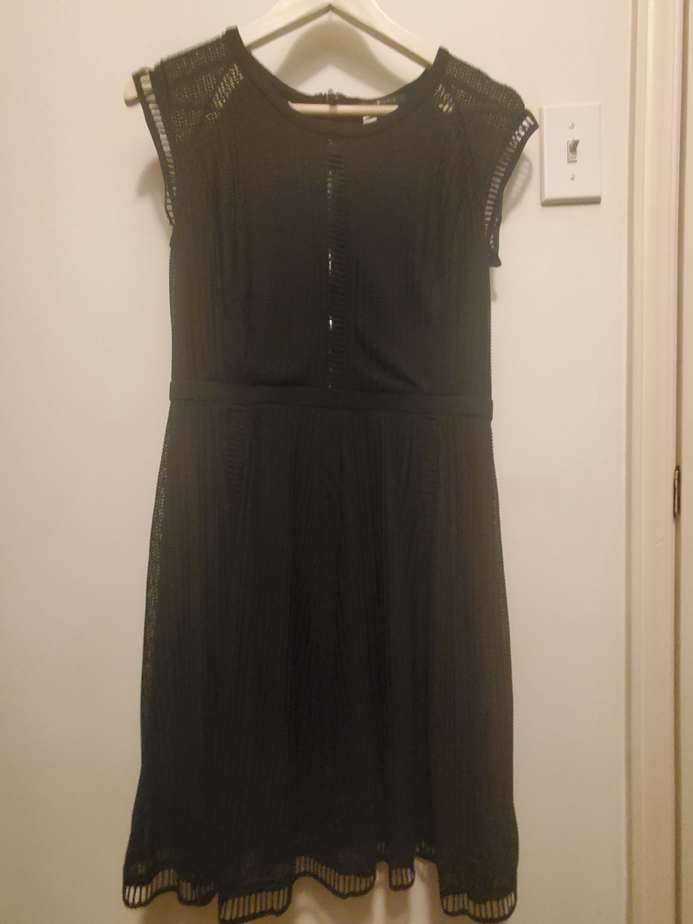 Black Women's Cap-Sleeve Lace Fit & Flare Dress